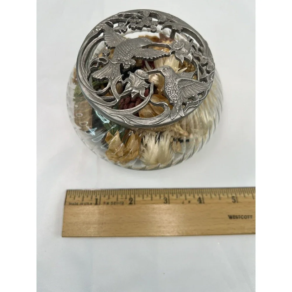 Vintage Rawcliffe Pewter 1989 Decorative‎ Metal Potpourri Dish Birds & Flowers